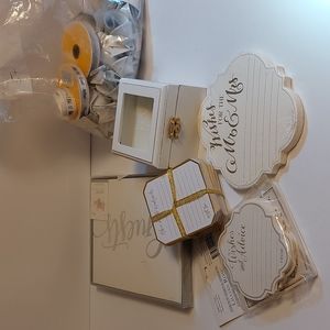 Wedding bundle, guest book, ring box, bells with tags and advice cards